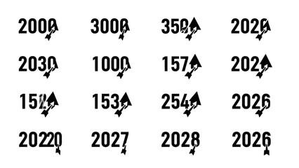 Obraz premium Collection of black and white numbers with rising arrow, financial growth concept illustration