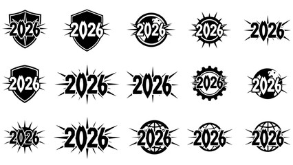 Collection of unique 2026 emblems and designs for new year celebrations and invitations