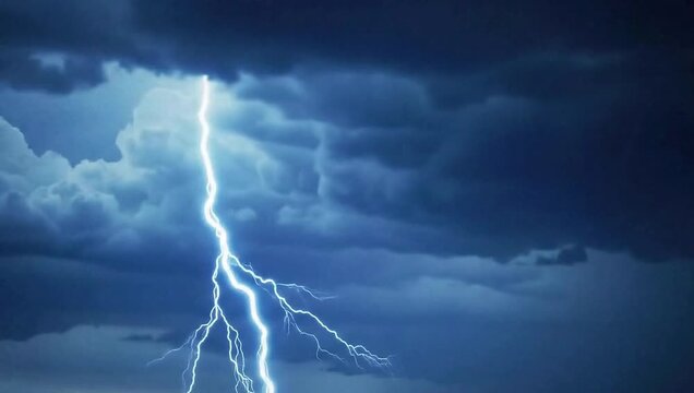 A dramatic, ethereal bolt of lightning cracks through a dark, turbulent storm cloud, rendered in ultra-realistic photography with cinematic lighting and a wide aperture for a shallow depth o