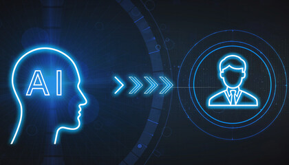 AI-Human Interaction: A visual representation of artificial intelligence communicating or impacting human in future.