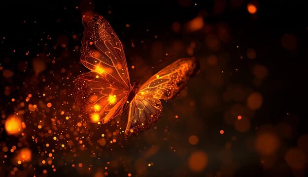 fire butterflies digital artwork video stock.
