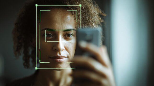 Medium shot capturing a professional using facial recognition technology on a digital device to authenticate identity seamlessly.