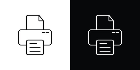 Print button icons vector symbol with editable stroke lines for web designs