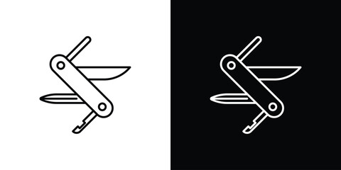 Swiss Knife icons vector symbol with editable stroke lines for web designs