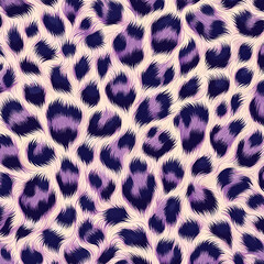 Vibrant purple leopard print animal skin seamless pattern, a wild and stylish fur texture background for fashion and design © Merisca