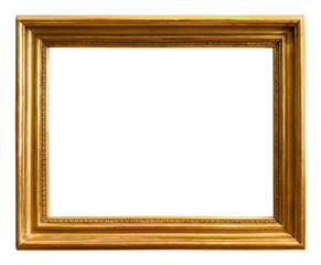Artistic gold antique picture frame with transparent background.	