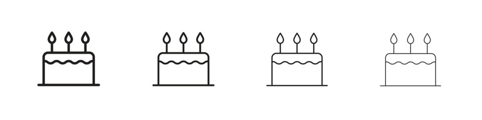 Naklejka premium Cake icon, thin line symbols. eps 10 vector