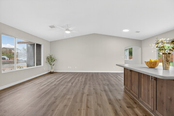 Bright Open Area With Views, Generous Living Zone Featuring Wooden Floors And Large Windows