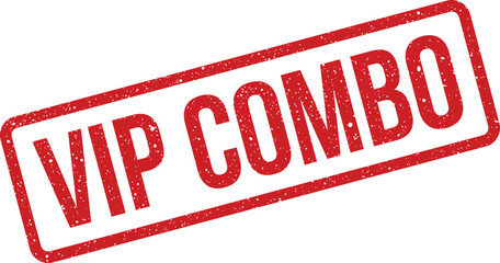 Grungy red rubber stamp with VIP Combo text, suitable for marking an exclusive bundled offering or special deal