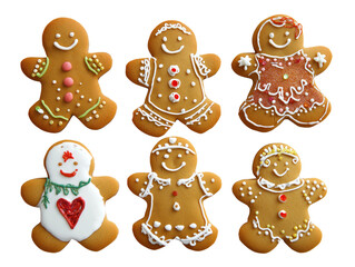 Christmas gingerbread cookies decorated by children.