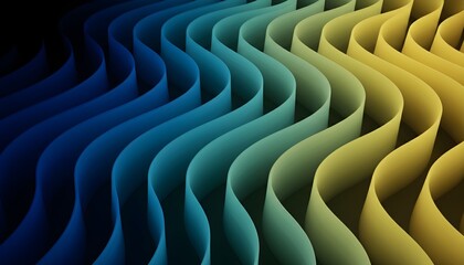 Obraz premium Abstract wavy pattern of blue and yellow stripes creating a sense of depth and movement.