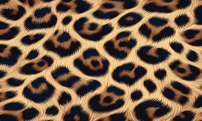 Vibrant and detailed animal skin pattern of a leopard, showcasing the soft fur texture as a beautiful natural background