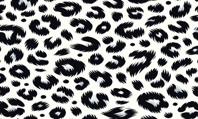Seamless black and white leopard animal print background, a wildcat fur and skin texture for fashion and design