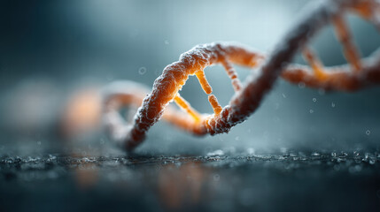 close-up of a large double helix DNA structure