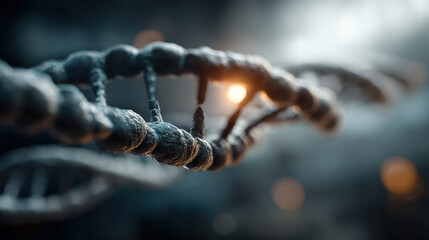 close-up of a large double helix DNA structure