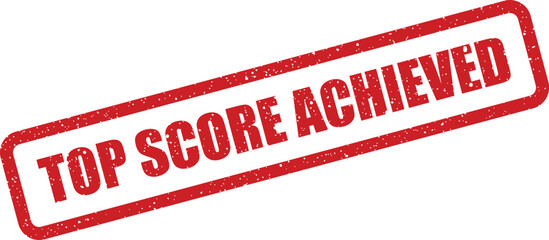 Rectangular textured rubber stamp impression featuring bold TOP SCORE ACHIEVED lettering, ideal for educational or gaming recognition