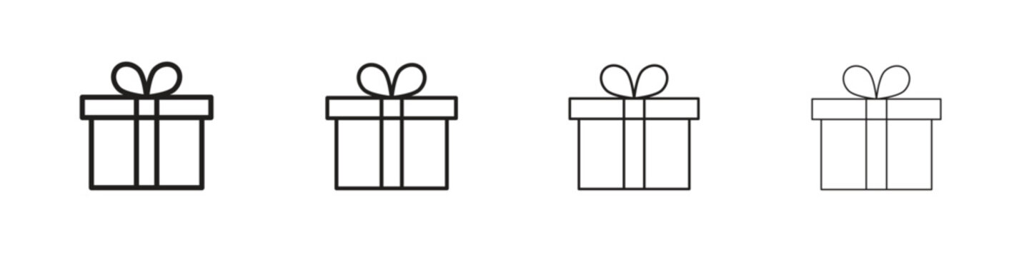 Gift icon, thin line symbols. eps 10 vector