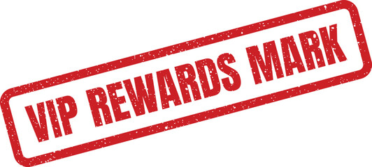 Rectangular VIP REWARDS MARK rubber stamp with distressed texture for special recognition