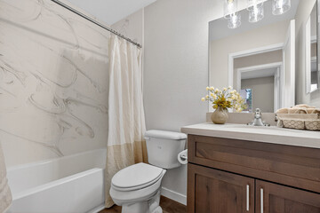 Elegant Bathroom Design, Sophisticated Bathroom Setup With Chrome Fittings And Soft Ambient Lighting
