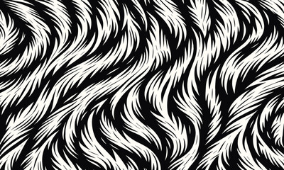 Fototapeta premium Abstract black and white animal fur texture, a seamless pattern resembling soft wild skin for creative backgrounds