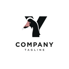 Letter Y Magpie Goose Logo Icon Vector