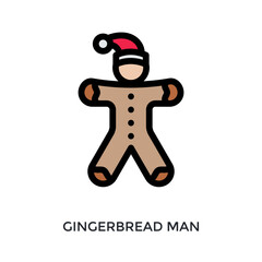 Gingerbread Man Icon Flat Outline Style. Vector Illustration For Graphic Design
