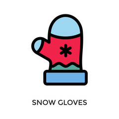 Snow Gloves Icon Flat Outline Style. Vector Illustration For Graphic Design