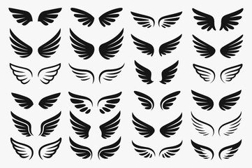Beautiful Set of Stylized Wing Icons for Symbolic and Artistic Use