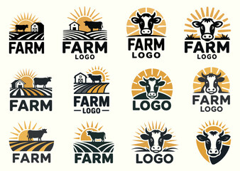 Unique Farm Logos Showcasing Agricultural Themes and Cows