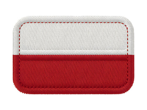 Embroidered rectangular patch with white top half and red bottom half, perfect for customization and patriotic displays.