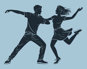 Dance Couple Silhouette Illustration for Contemporary Dance Designs