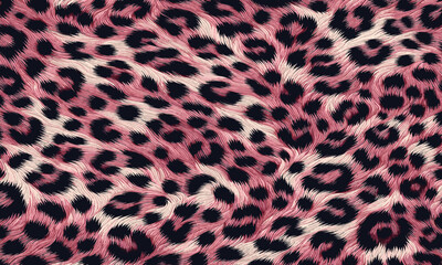 Vibrant pink leopard animal print, a seamless background pattern with realistic fur skin texture for fashion and design
