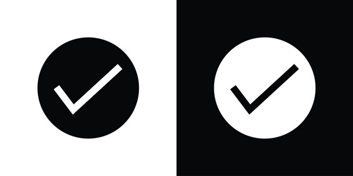Checkmark icon, silhouette pictogram. black icon set