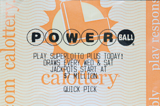 Lake Elsinore, CA, USA - December 3, 2025: Close up of top a Power Ball lottery ticket
