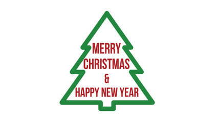 Fototapeta premium Festive Christmas Tree Outline with Merry Christmas & Happy New Year Message