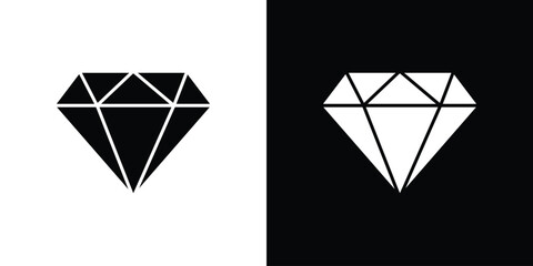 Diamond icon, silhouette pictogram. black icon set