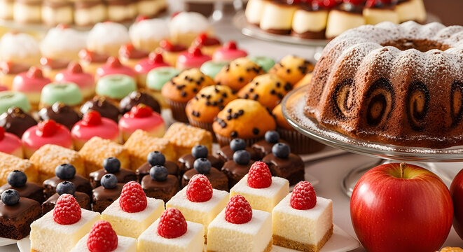 Abundant Sweet Buffet with Variety of Desserts and Cakes