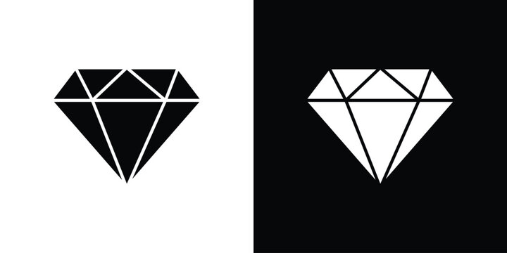 Diamond icon, silhouette pictogram. black icon set