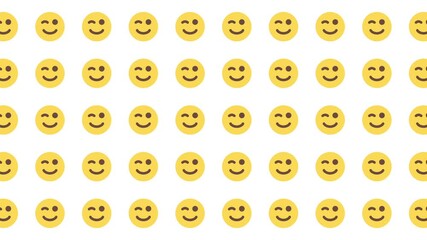 Yellow winking face emojis grid pattern suitable for conveying fun, excitement, positivity in social media, presentations, and digital communication.