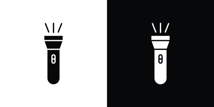 Flashlight icon, silhouette pictogram. black icon set