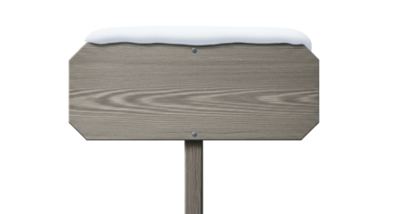  Blank wooden sign with snow, winter, on a transparent background PNG image