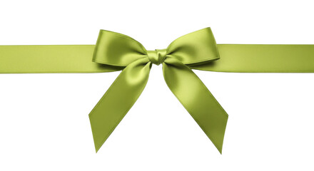Isolated lime green satin ribbon bow and strip