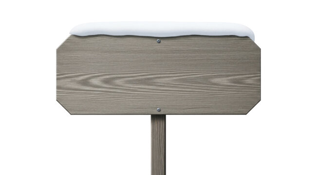  Blank wooden sign with snow, winter, on a transparent background PNG image