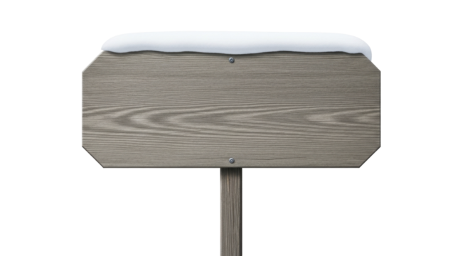  Blank wooden sign with snow, winter, on a transparent background PNG image