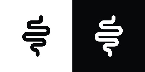 Intestine icon, silhouette pictogram. black icon set