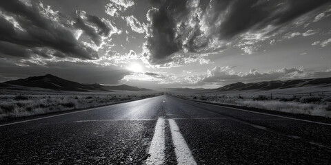 An empty road stretching into the horizon, embodying the journey towards success