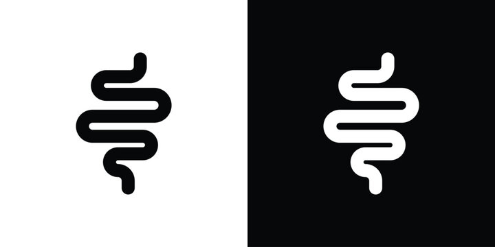 Intestine icon, silhouette pictogram. black icon set