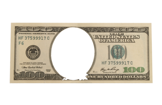 One hundred dollar bills isolated