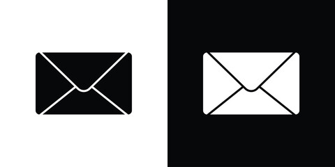 Mail icon, silhouette pictogram. black icon set