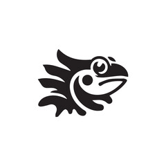 minimalist frog fish logo with white background